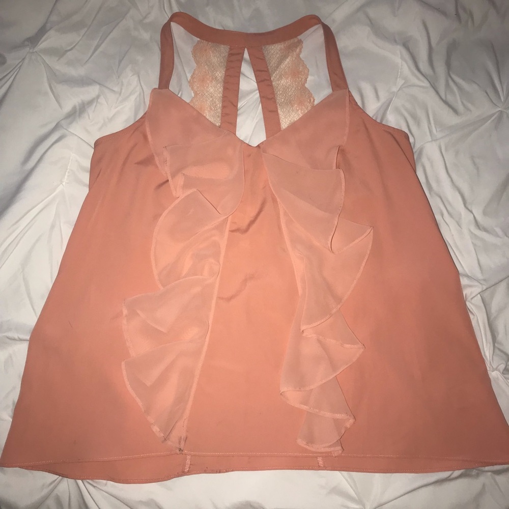 Women’s Peach colored tank with back lace details